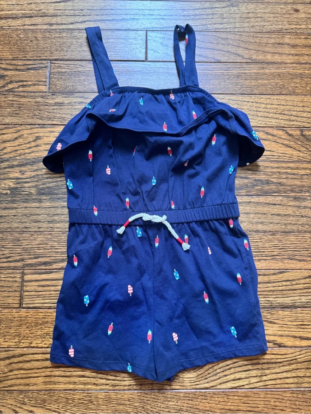 Carter's Navy Popsicle Print Romper with Rope Drawstring